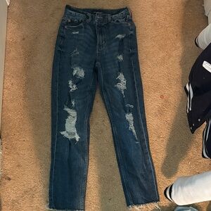 Distressed Blue Jeans